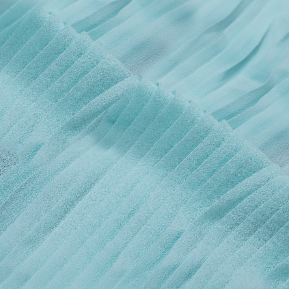 Bleached Aqua Accordion Pleated Chiffon - Detail