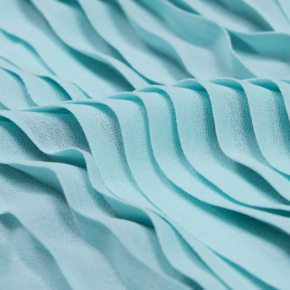 Bleached Aqua Accordion Pleated Chiffon - Full