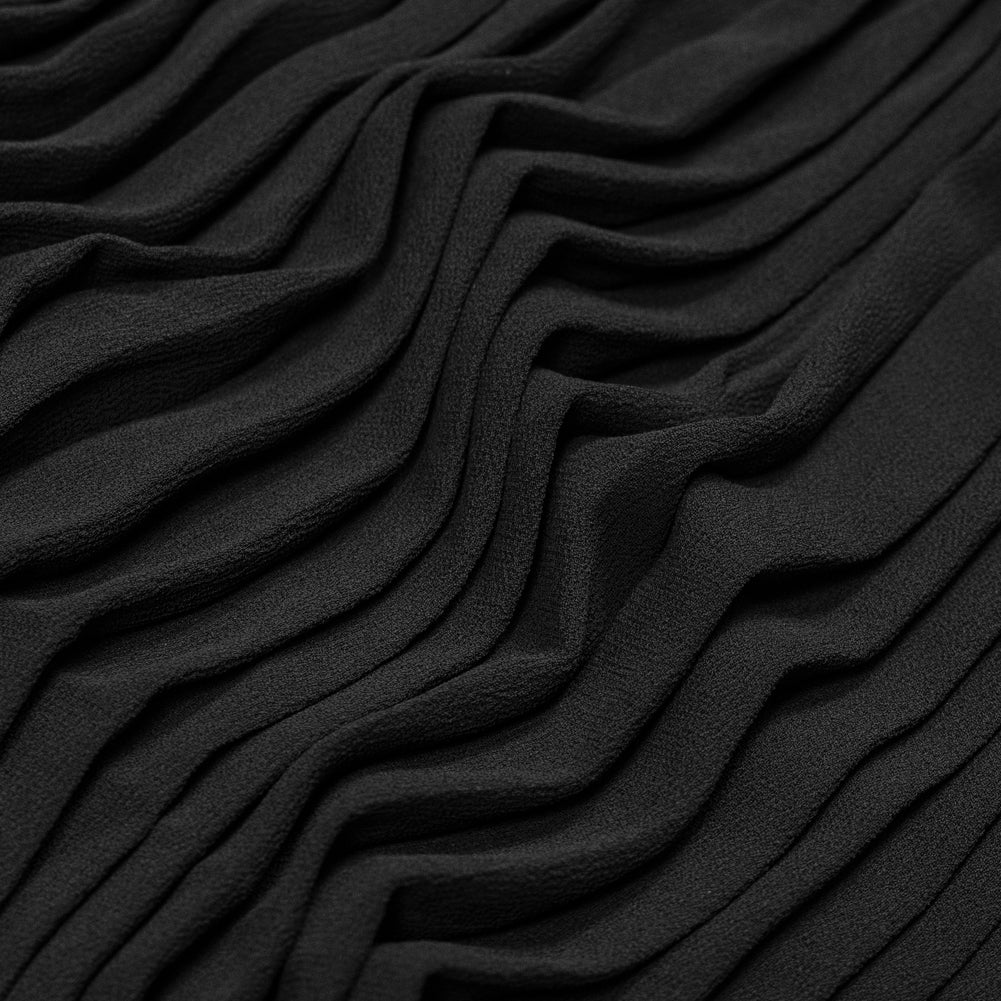 Accordion Pleated Chiffon - Black - Etereo Collection Detail