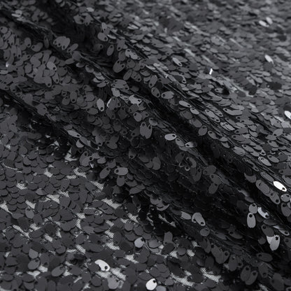 Black All Over Oval Paillette Sequins - Folded