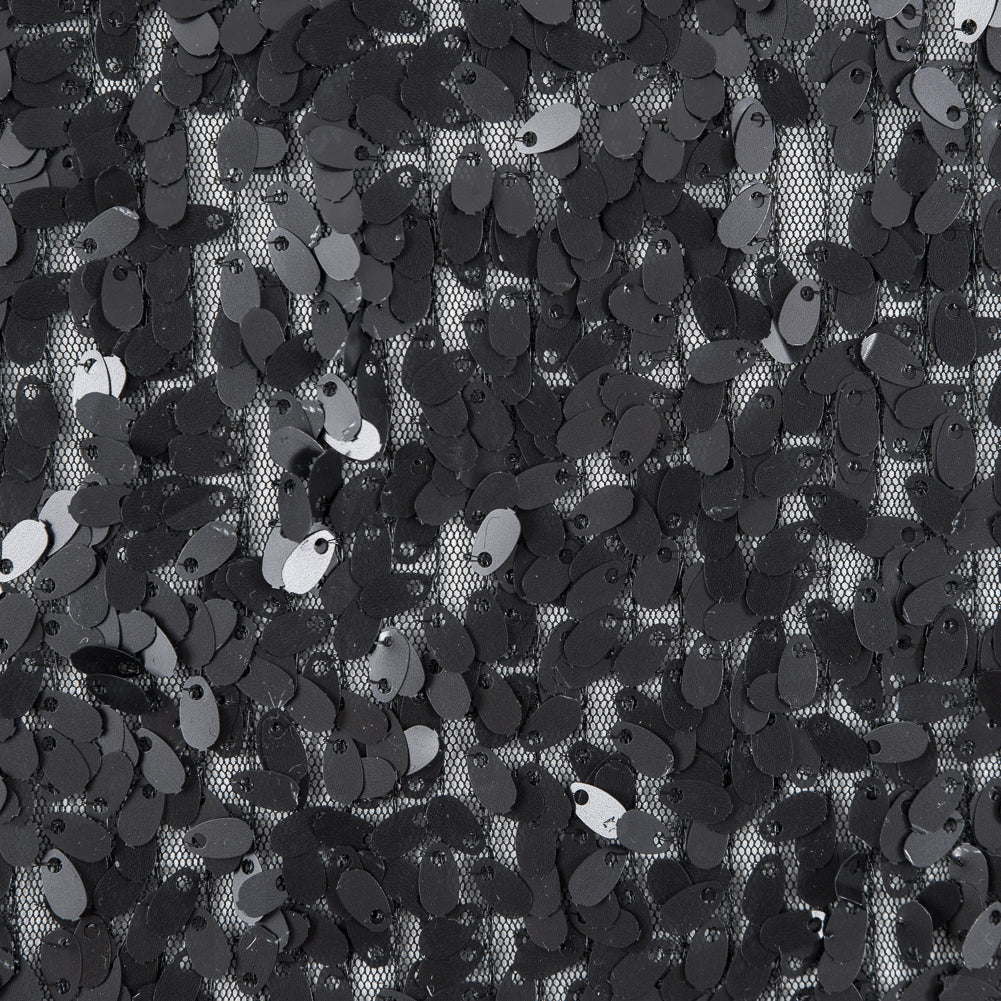 Black All Over Oval Paillette Sequins - Detail
