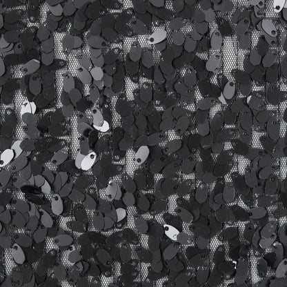 Black All Over Oval Paillette Sequins - Detail