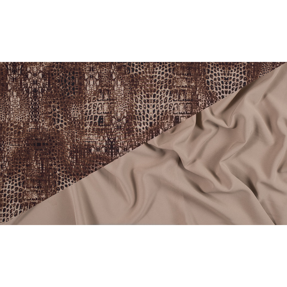 Toffee and Cornstalk Python Printed Double Faced Stretch Polyester Crepe Full