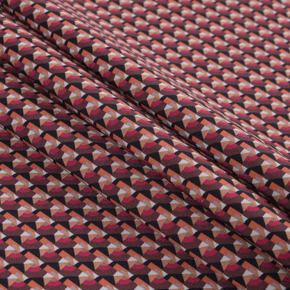 Scarlet and Mustang Geometric Double Faced Stretch Polyester Crepe - Folded
