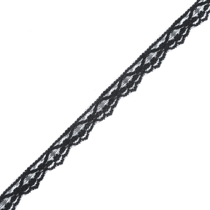 Black Fine Floral Lace Trim - 0.75"