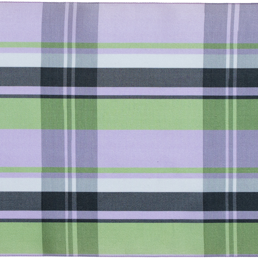 French Purple and Green Plaid Taffeta Ribbon - 6" Detail