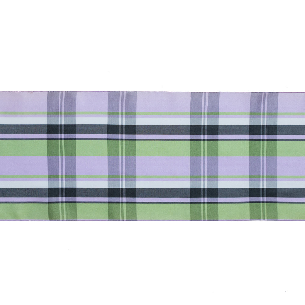 French Purple and Green Plaid Taffeta Ribbon - 6"