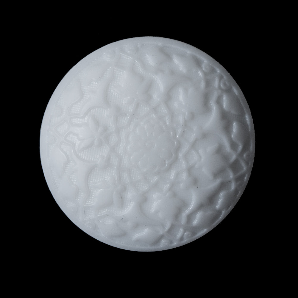 White Floral Embossed Plastic Button - 44L/28mm