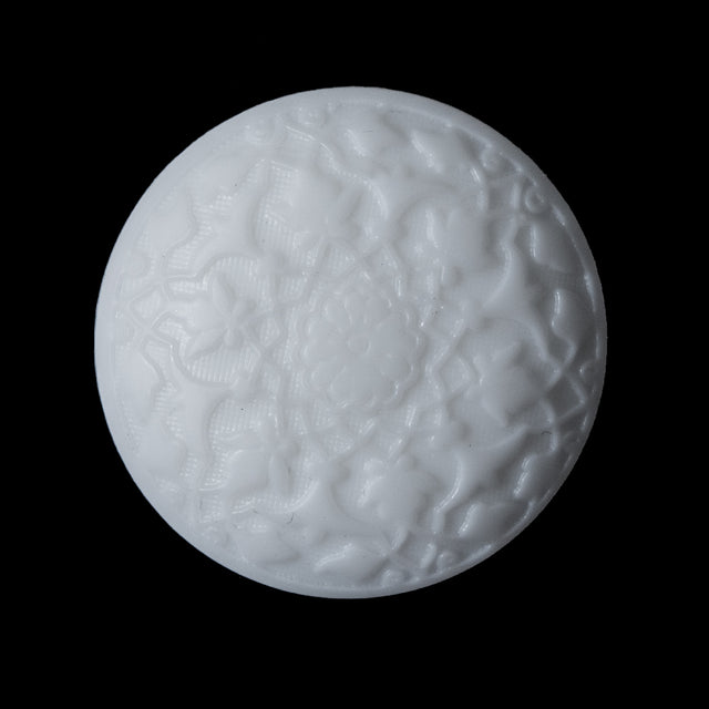 White Floral Embossed Plastic Button - 44L/28mm