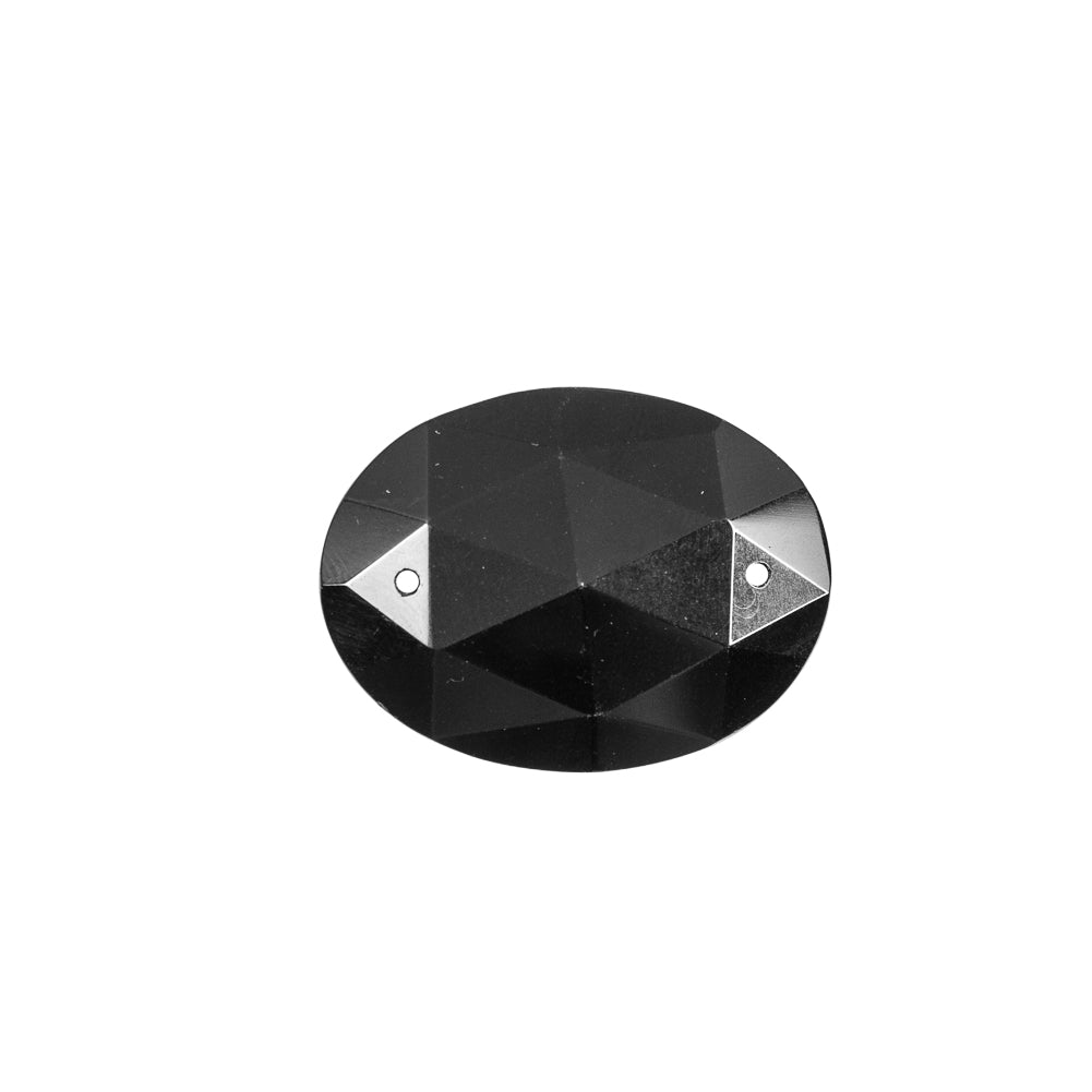 Black Bevel Cut Oval Glass Pendant - 1.5"