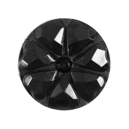 Black Floral Gem Molded Plastic Shank Back Button - 44L/28mm