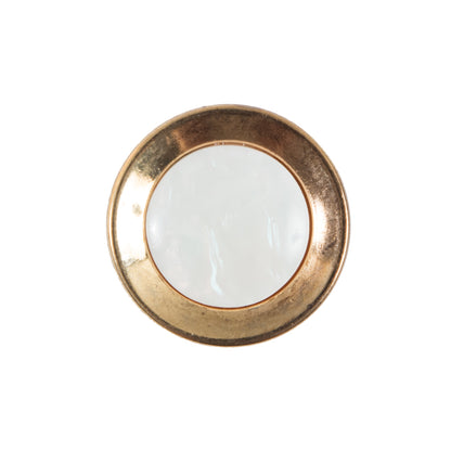 Ivory Pearlized & Gold Rim Plastic Button - 36L/23mm