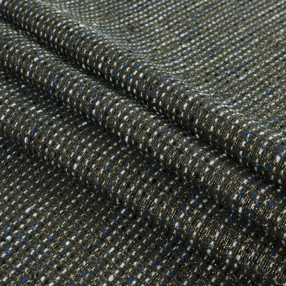Jay Godfrey Royal Blue and Metallic Gold Reversible Tweed Folded