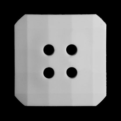 White Square Bevel Cut Button - 48L/30mm