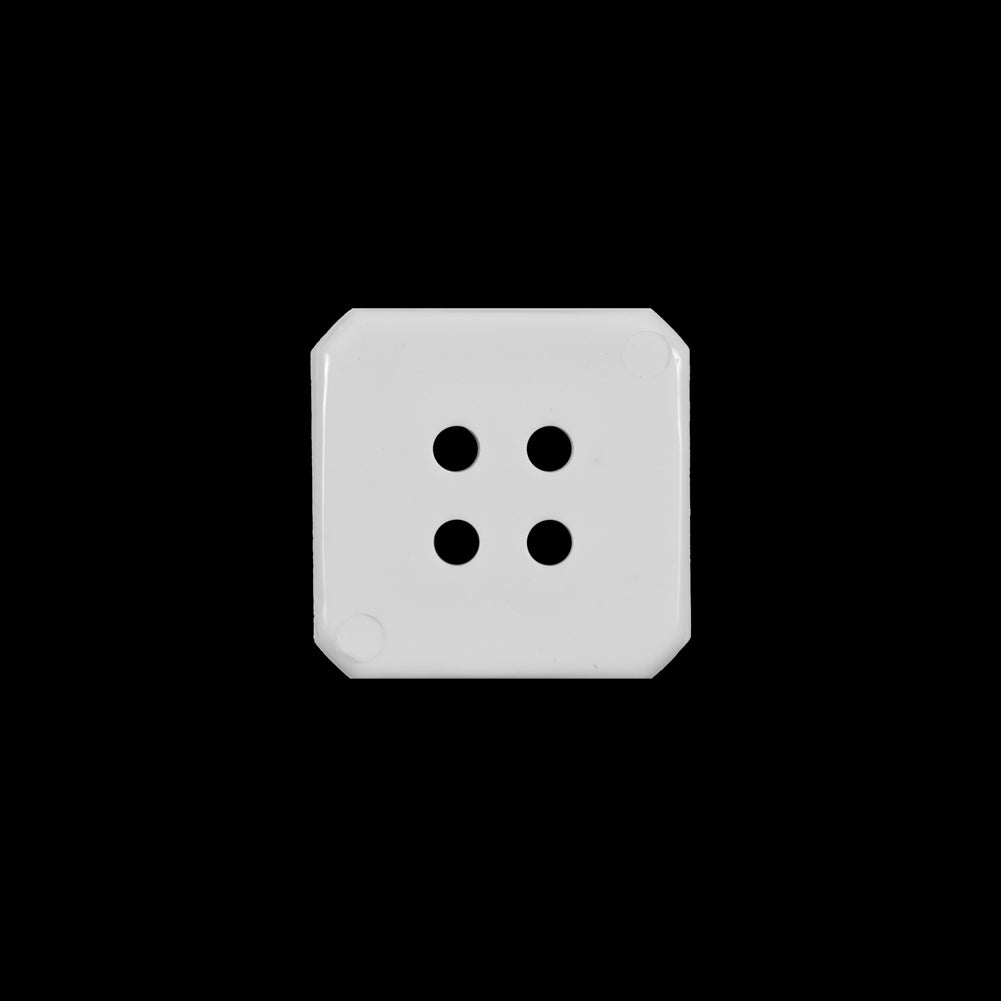 White Square Bevel Cut Button - 24L/15mm Detail