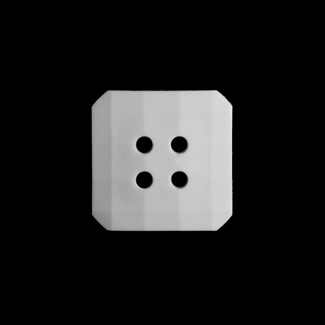White Square Bevel Cut Button - 28L/18mm