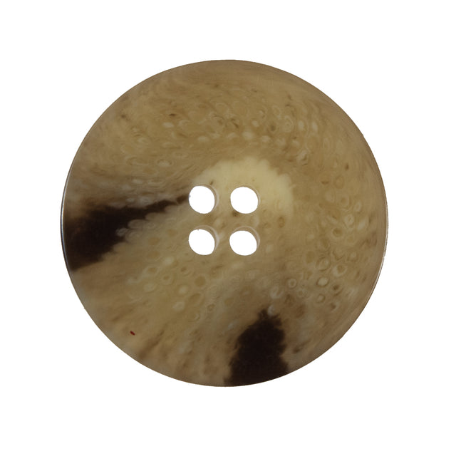 Beige and Brown Swirl 4-Hole Smooth Top Plastic Button - 40L/25.5mm