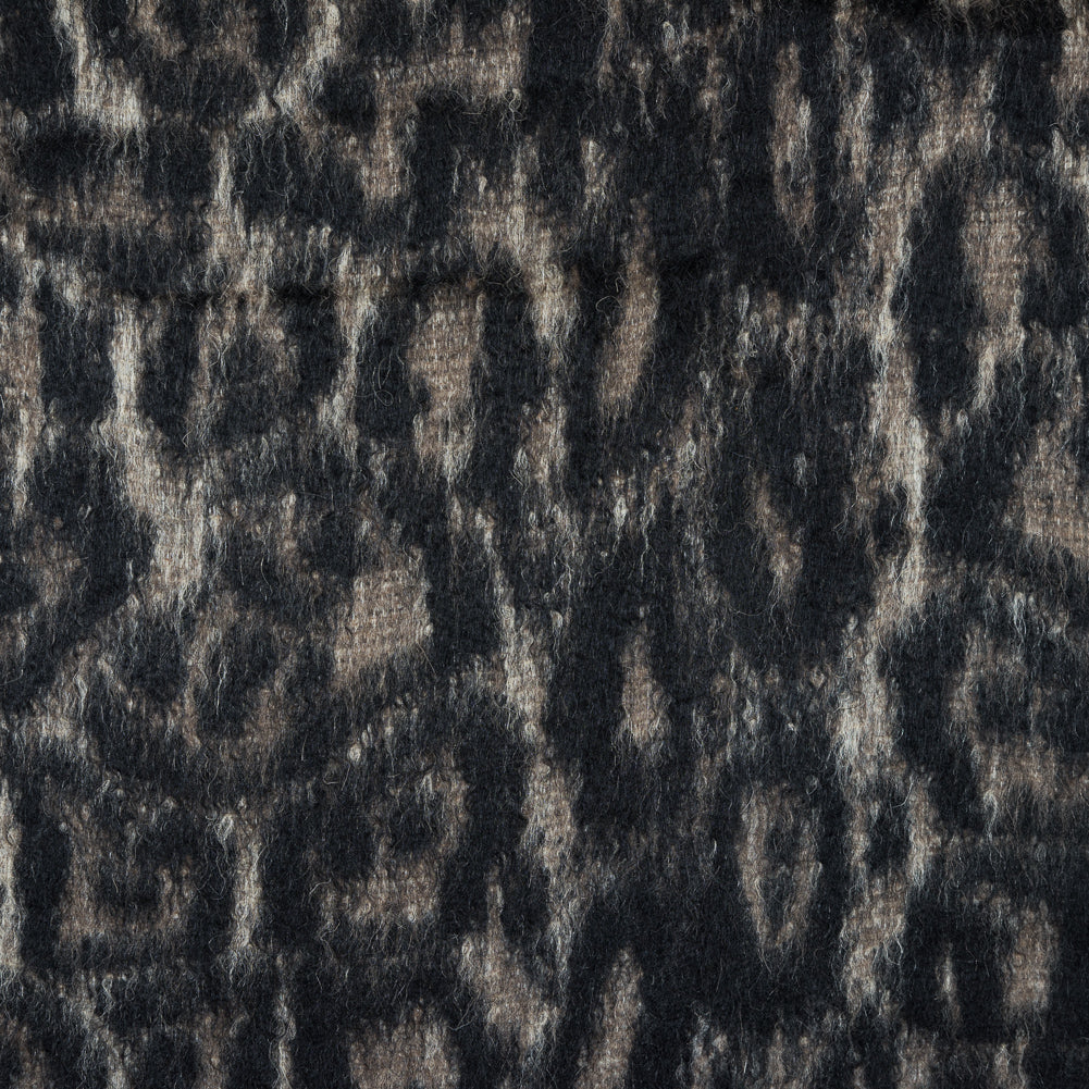 Cavalli Black and Oyster White Animalistic Alpaca Coating