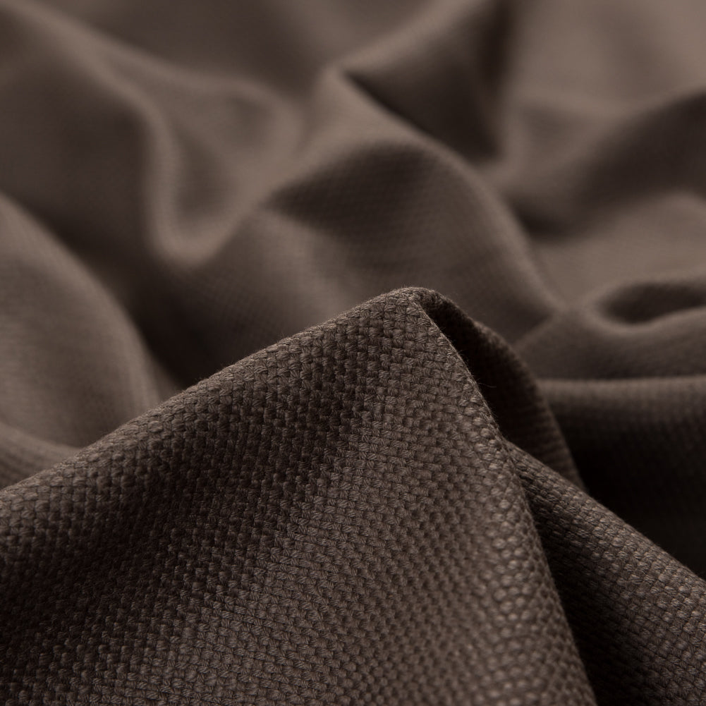 Chocolate Brown Basketwoven Cotton and Polyester Upholstery Fabric - Detail