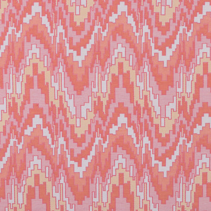 Peach Pink and Golden Haze Geometric Blended Cotton Woven
