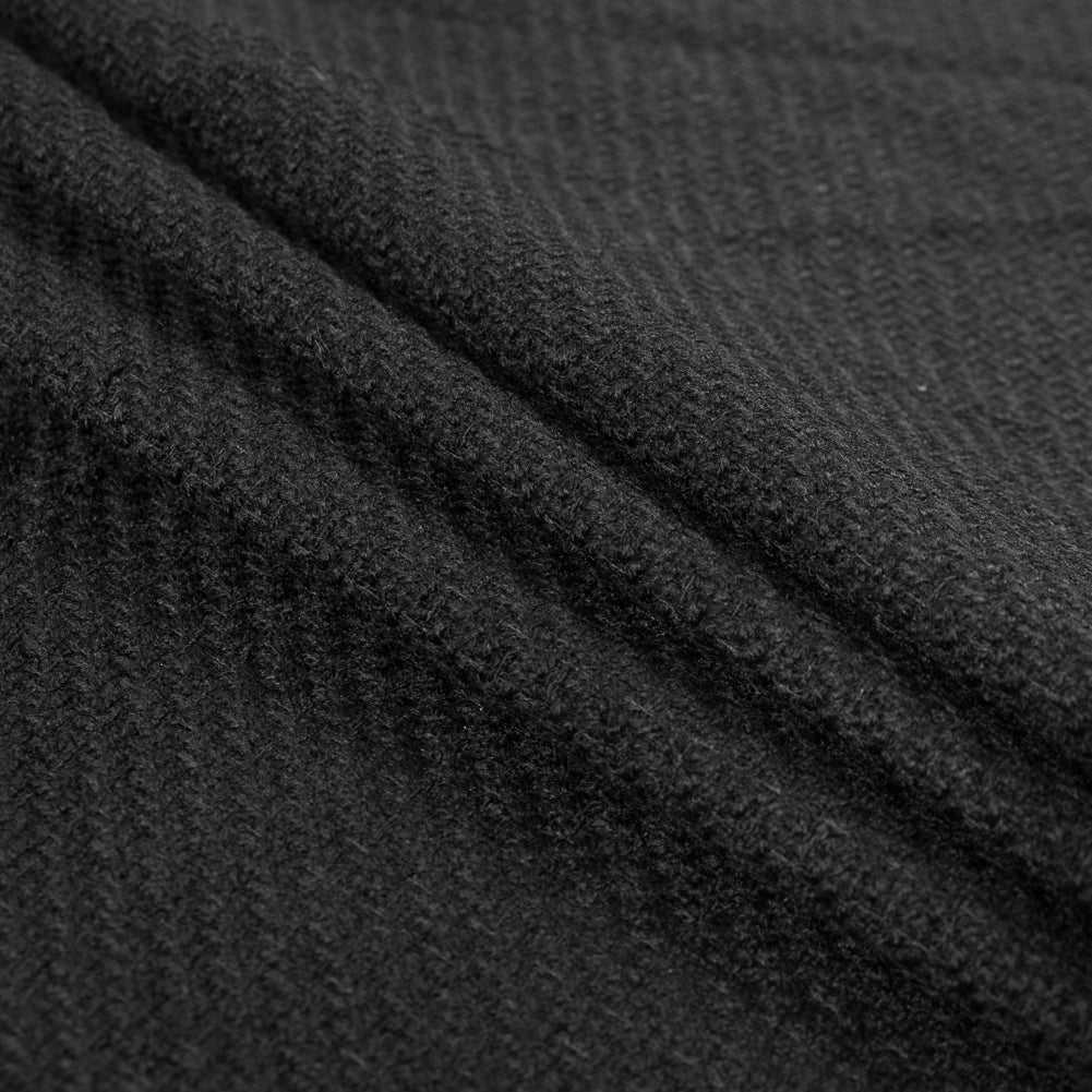 Black Woolen Wool-Like Acrylic Twill Folded