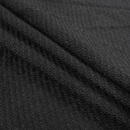 Black Woolen Wool-Like Acrylic Twill Folded
