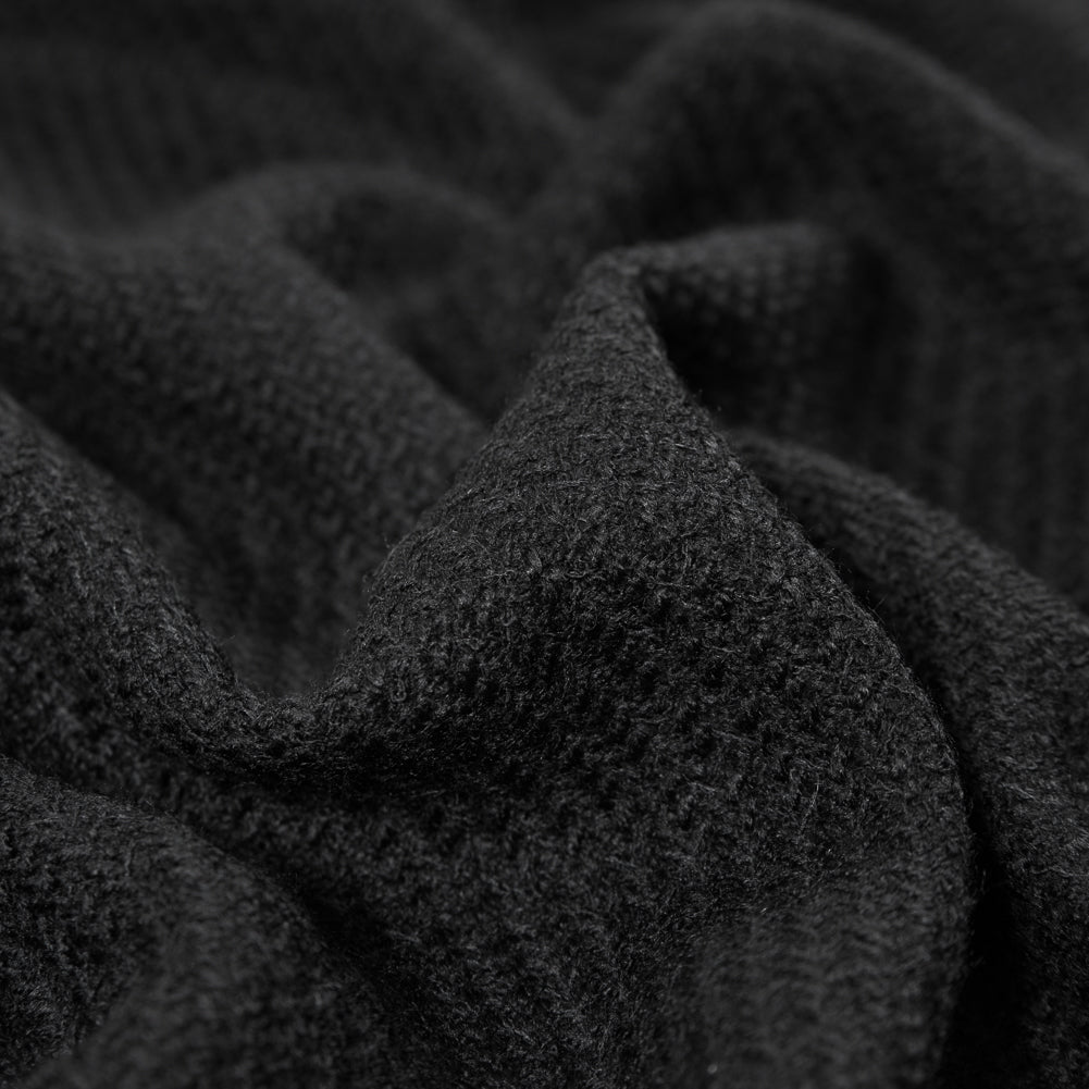 Black Woolen Wool-Like Acrylic Twill Detail