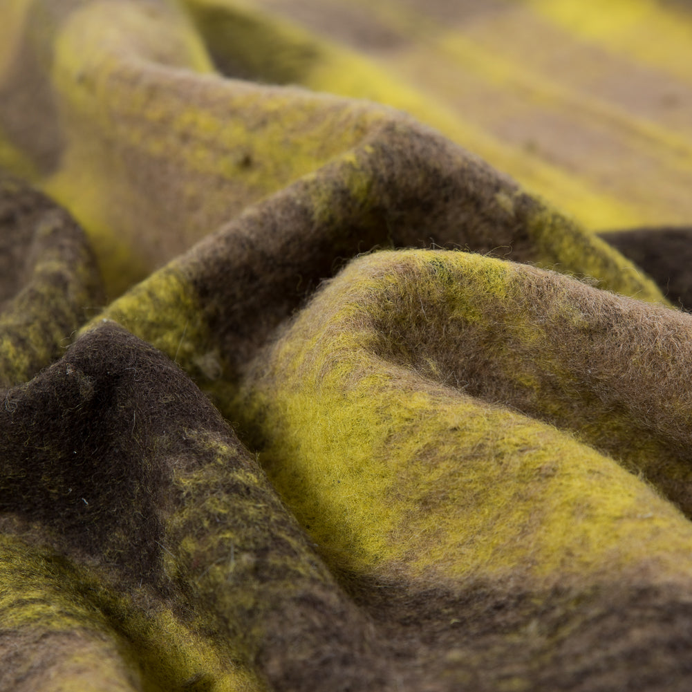 Medium Apple Green Plaid Wool bonded with Solid Black Lamb Leather - Detail