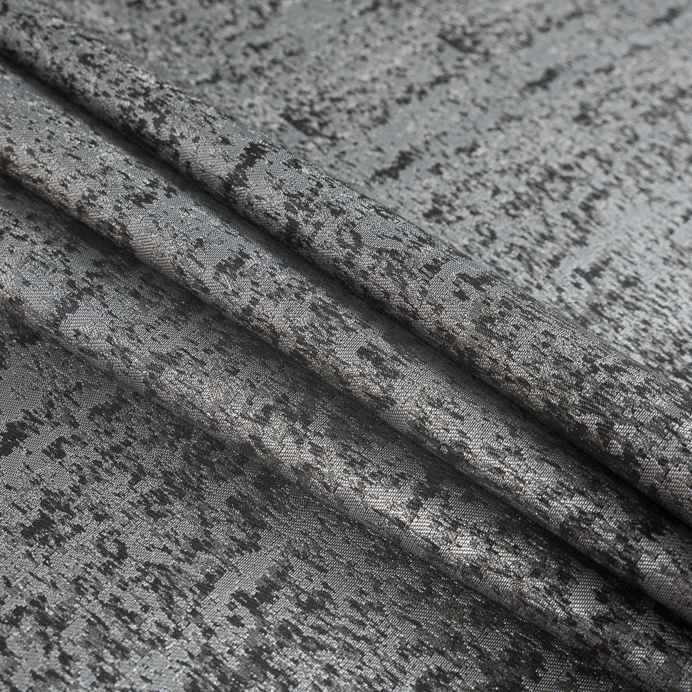 Metallic Silver and Moonbeam Abstract Brocade Folded