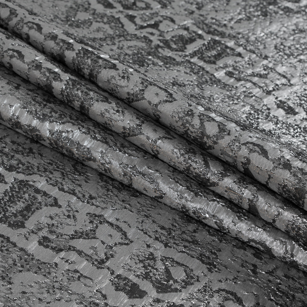 Metallic Silver Abstract Brocade Folded