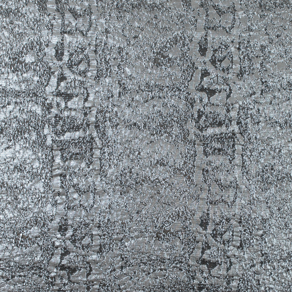 Metallic Silver Abstract Brocade