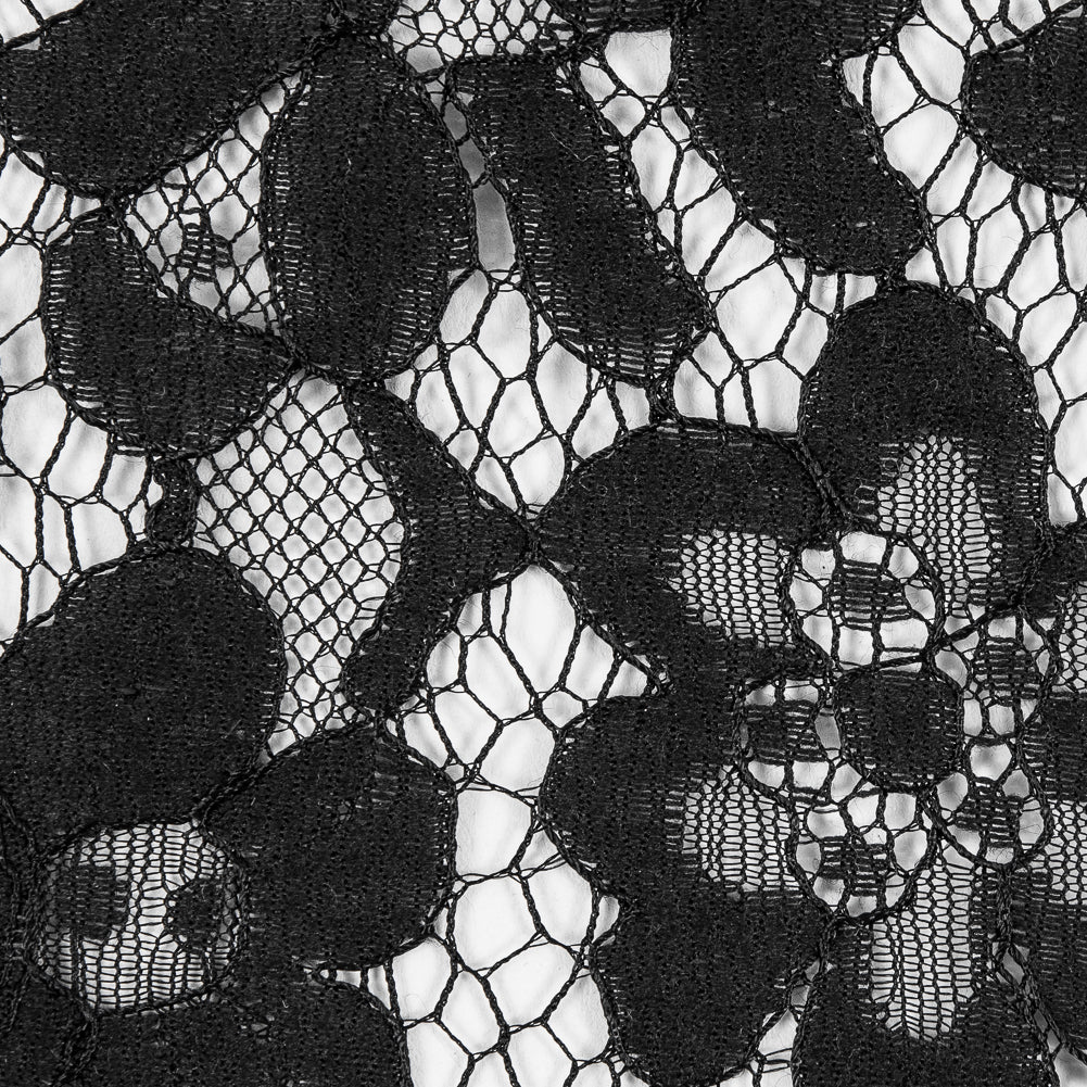 Black Floral Re-Embroidered Lace - Detail