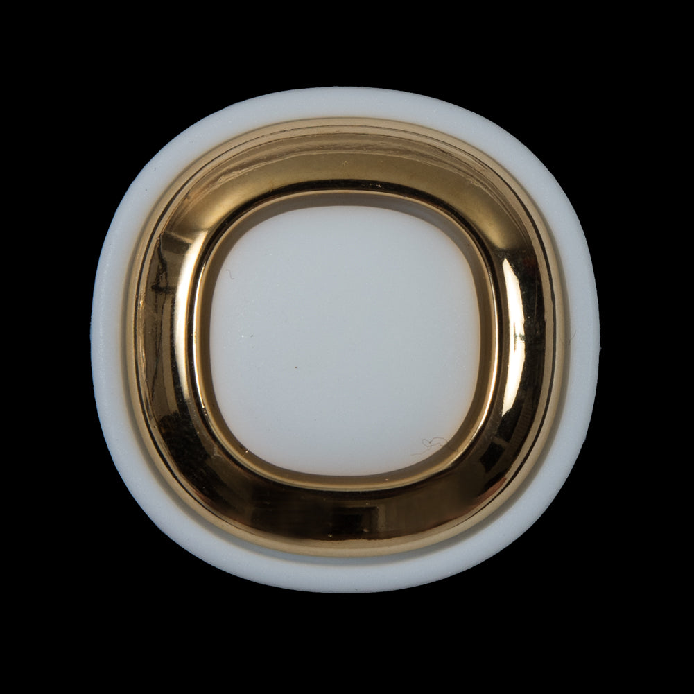 White and Gold 2-Piece Plastic Button - 48L/30.5mm