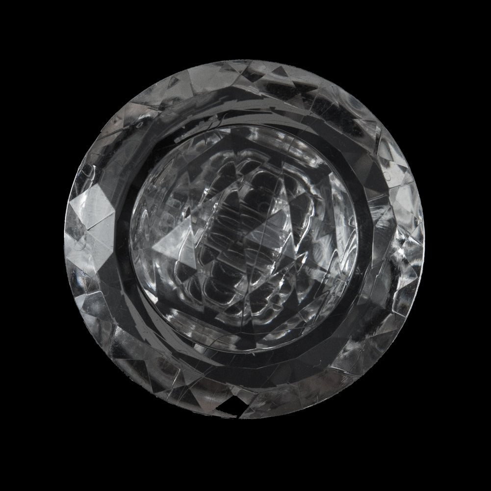 Clear Faceted Plastic Shank Back Button - 45L/29mm