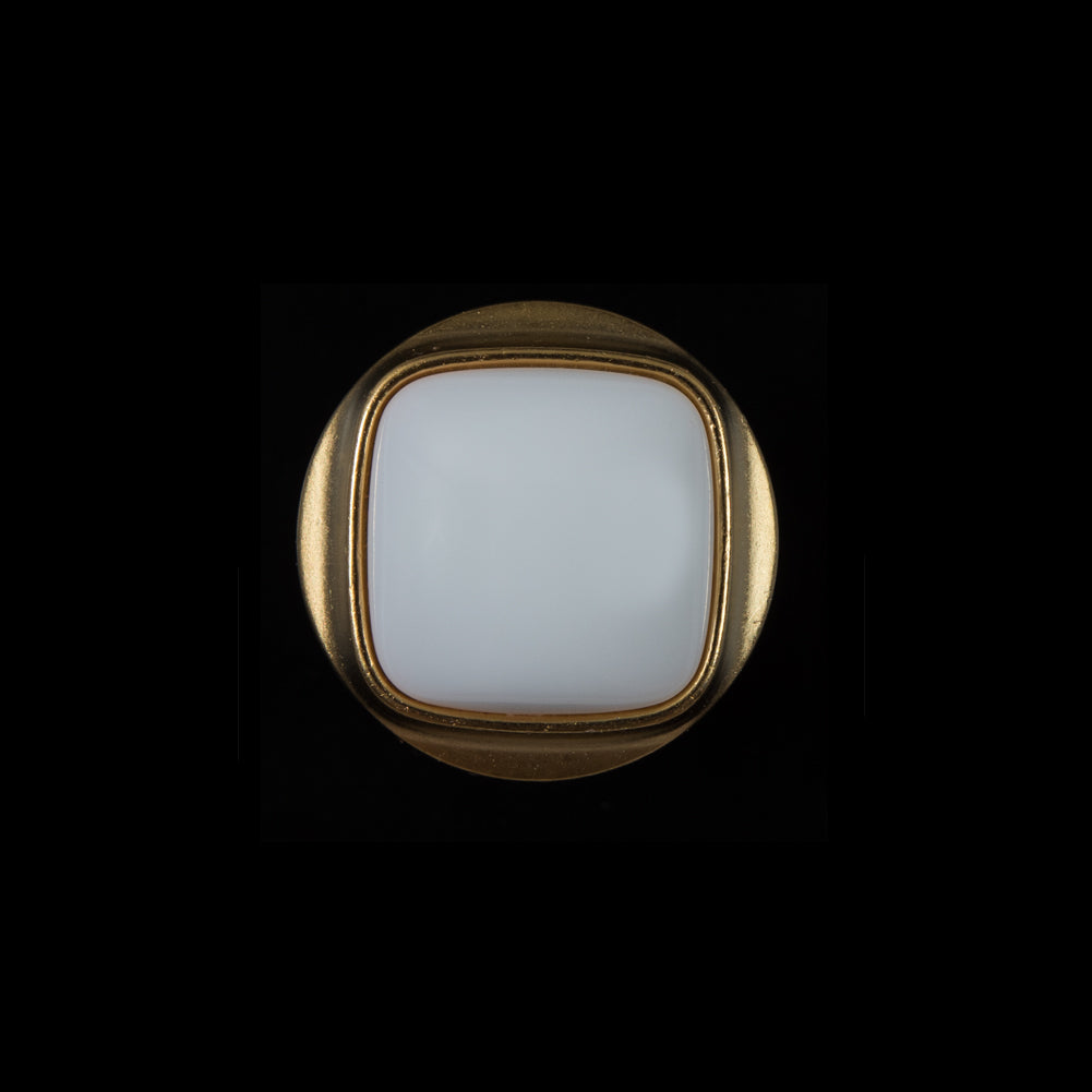 White and Gold Plastic Shank-Back Button - 50L/19mm