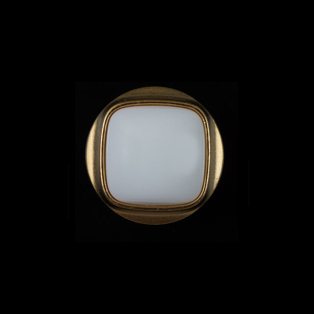 White and Gold Plastic Shank-Back Button - 50L/19mm