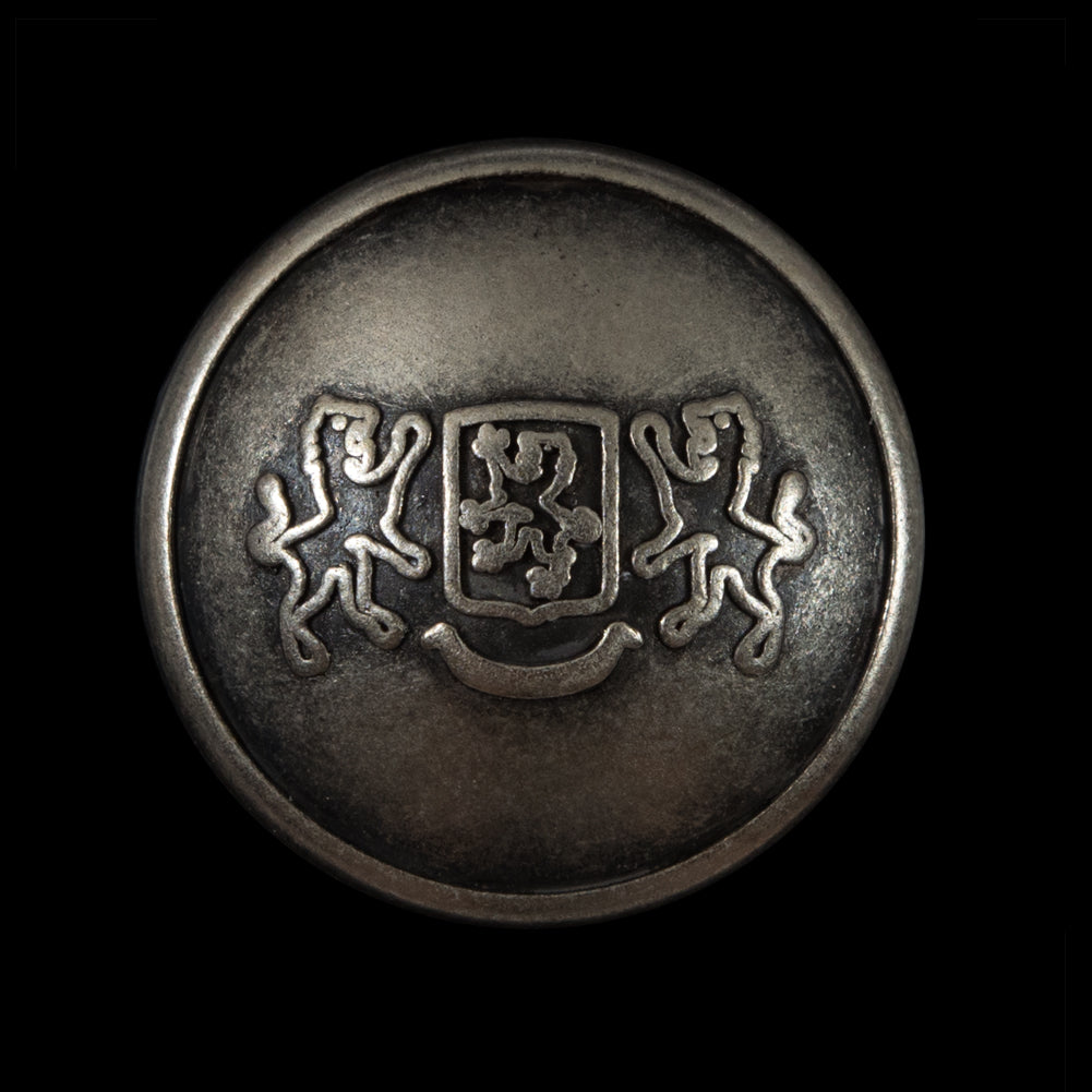 Silver Double Lion Crest Metal Button - 45L/28mm