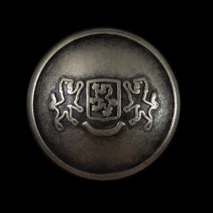 Silver Double Lion Crest Metal Button - 45L/28mm