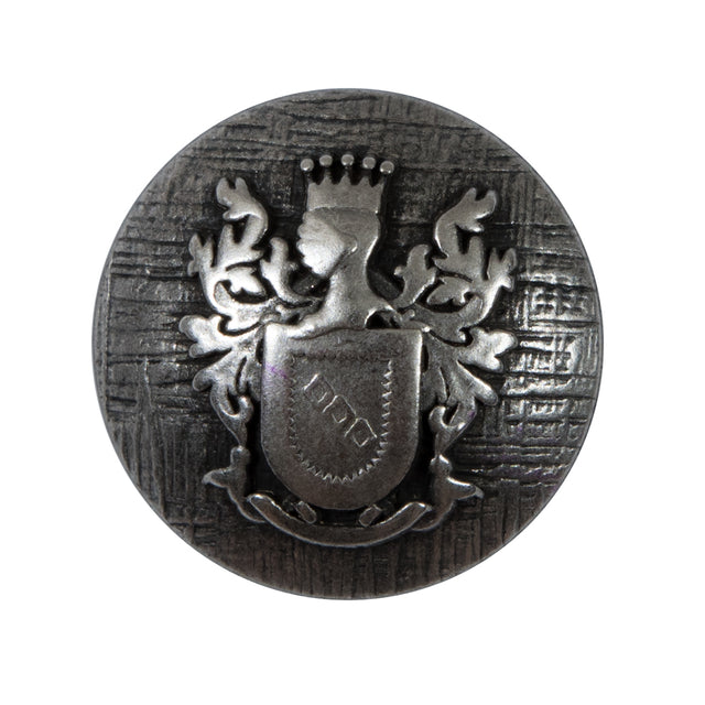 Silver Coat of Arms Crest Metal Shank Back Button - 44L/28mm