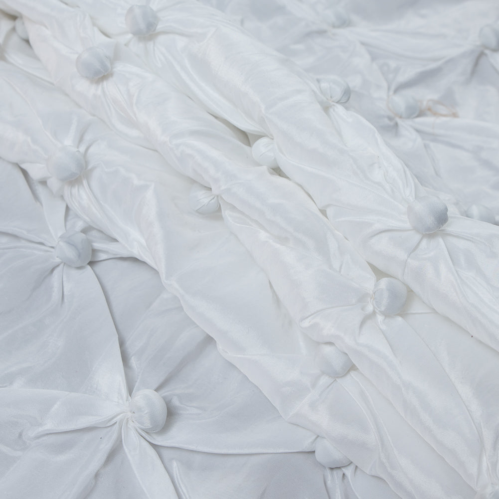 White Button Pintucked Taffeta Folded