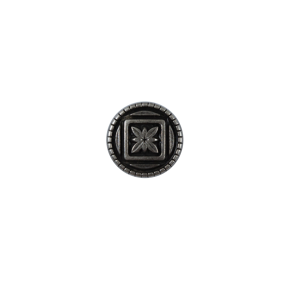 Silver Etched Metal Button - 18L/11mm
