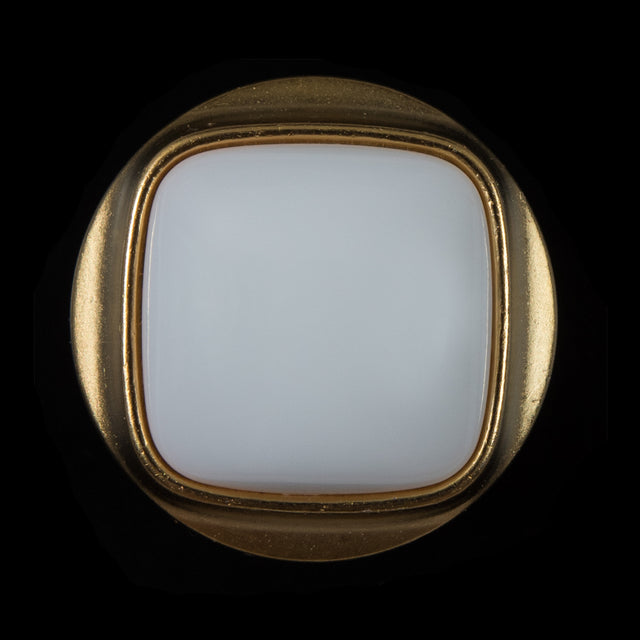 White and Gold Plastic Shank-Back Button - 50L/32mm