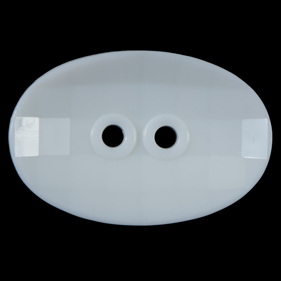 White Bevel Cut 2-Hole Oval Button - 64L/40.5mm