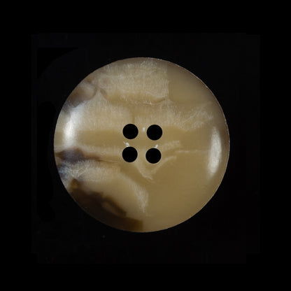 Beige and Brown Rimmed Plastic Button - 40L/25.5mm Detail