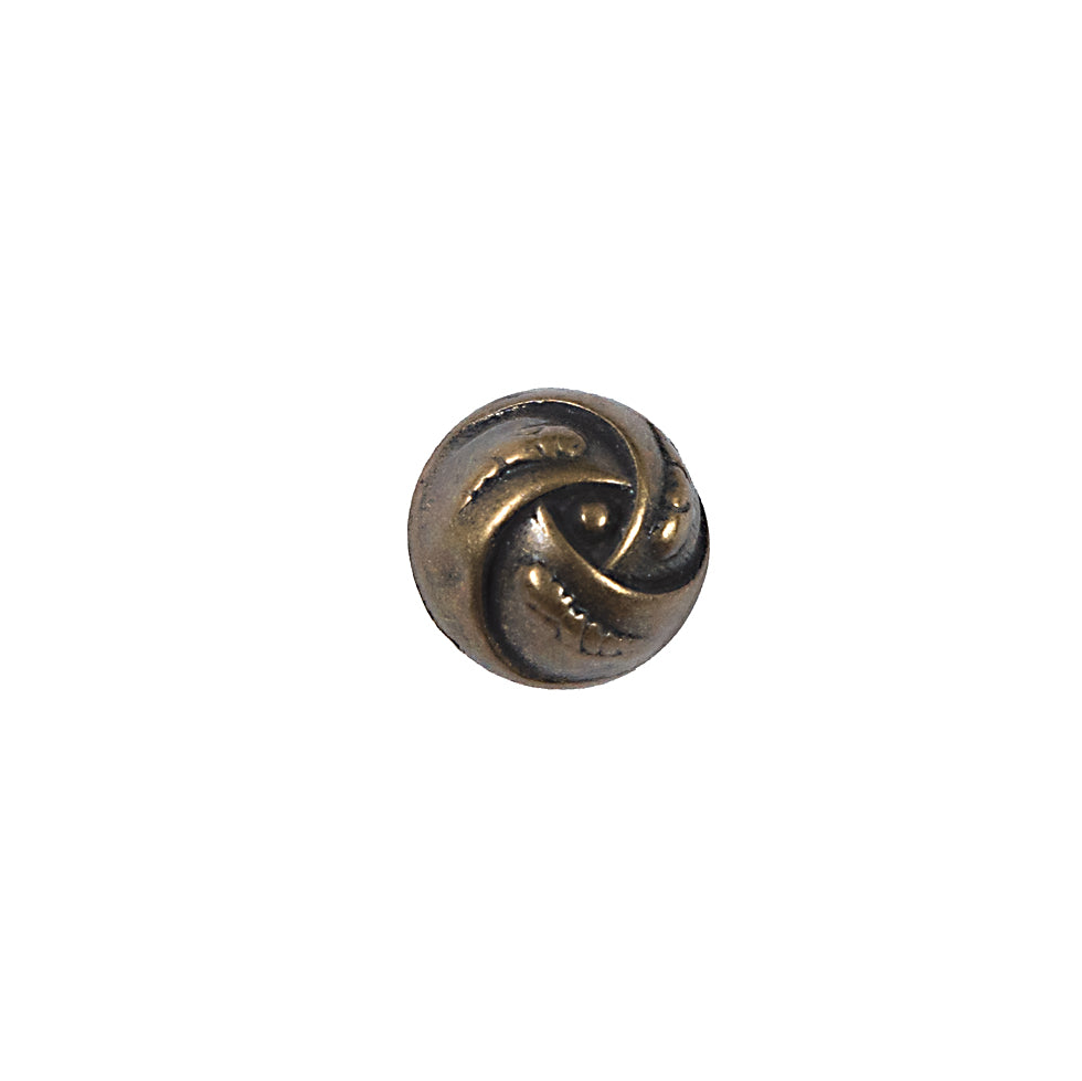 Antique Gold Etched Dome-Shaped Metal Button - 18L/11.5mm