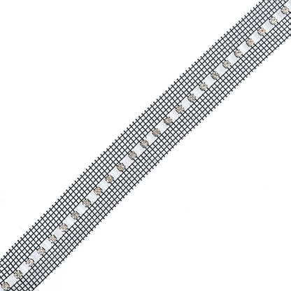 Silver and Black 1 Row Rhinestone Trimming - 1.25"