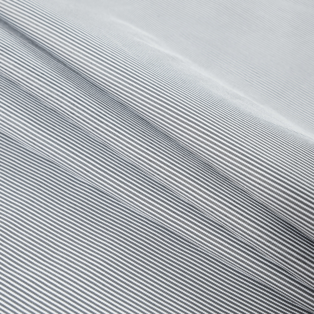 White and Cool Gray Striped Polyester Woven Folded
