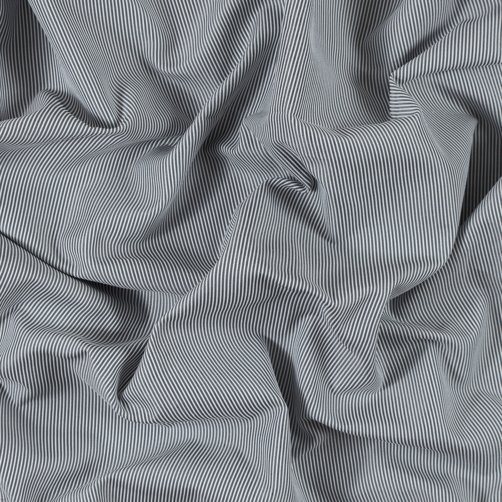 White and Cool Gray Striped Polyester Woven