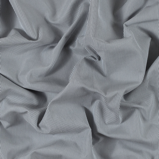 White and Cool Gray Striped Polyester Woven