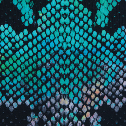 Compression Swimwear Tricot, UV Protective with Aloe Vera Microcapsules - Green and Pink Python - Caye Collection Detail